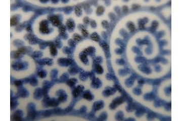 江戸期　古伊万里　宣徳年製　染付　変形　蛸唐草文　5寸皿　約15cm　総蛸唐草の絵付けに魅了される皿2枚セット(五寸、和皿、なます皿、和食器)(R-061821)