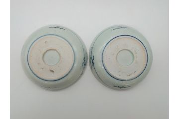 江戸期　古伊万里　染付　蛸唐草文　5寸皿　約15cm　伊万里焼の伝統美が詰まった皿2枚セット(五寸、和皿、小皿、小鉢、和食器)(R-061822)