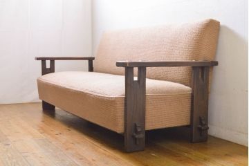 中古　神戸洋家具　永田良介商店　くつろぎの空間を演出する3人掛けソファ(三人掛け、3P、トリプルソファ)(R-061840)