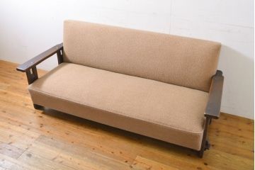 中古　神戸洋家具　永田良介商店　くつろぎの空間を演出する3人掛けソファ(三人掛け、3P、トリプルソファ)(R-061840)