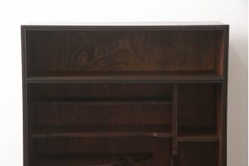 和製アンティーク　三方栗材　和モダンテイストのお部屋づくりに取り入れたい二段重ね茶箪笥(茶棚、収納棚、戸棚、食器棚、キャビネット)(R-061841)