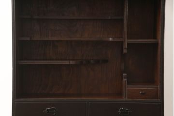 和製アンティーク　三方栗材　和モダンテイストのお部屋づくりに取り入れたい二段重ね茶箪笥(茶棚、収納棚、戸棚、食器棚、キャビネット)(R-061841)