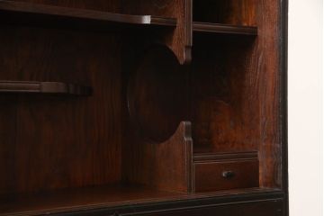 和製アンティーク　三方栗材　和モダンテイストのお部屋づくりに取り入れたい二段重ね茶箪笥(茶棚、収納棚、戸棚、食器棚、キャビネット)(R-061841)