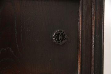 和製アンティーク　三方栗材　和モダンテイストのお部屋づくりに取り入れたい二段重ね茶箪笥(茶棚、収納棚、戸棚、食器棚、キャビネット)(R-061841)