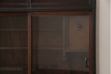 和製アンティーク　三方栗材　和モダンテイストのお部屋づくりに取り入れたい二段重ね茶箪笥(茶棚、収納棚、戸棚、食器棚、キャビネット)(R-061841)