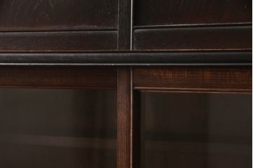 和製アンティーク　三方栗材　和モダンテイストのお部屋づくりに取り入れたい二段重ね茶箪笥(茶棚、収納棚、戸棚、食器棚、キャビネット)(R-061841)