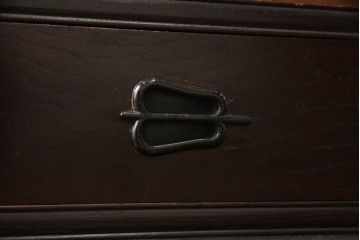 和製アンティーク　三方栗材　和モダンテイストのお部屋づくりに取り入れたい二段重ね茶箪笥(茶棚、収納棚、戸棚、食器棚、キャビネット)(R-061841)