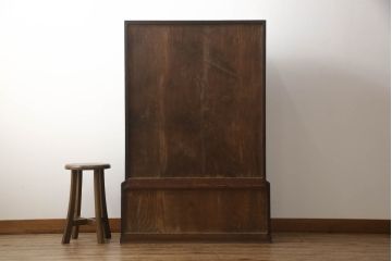 和製アンティーク　三方栗材　和モダンテイストのお部屋づくりに取り入れたい二段重ね茶箪笥(茶棚、収納棚、戸棚、食器棚、キャビネット)(R-061841)