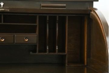 和製アンティーク　ナラ材　レトロな雰囲気たっぷりのロールトップデスク　(R-061845)