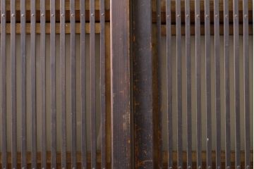 和製アンティーク　すりガラス　和モダンな空間づくりにおすすめの裏ガラス格子戸4枚セット(引き戸、ガラス帯戸、建具)(R-061846)