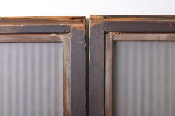 和製アンティーク　すりガラス　和モダンな空間づくりにおすすめの裏ガラス格子戸4枚セット(引き戸、ガラス帯戸、建具)(R-061846)