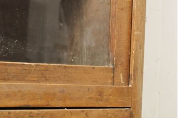 和製アンティーク　昭和初期　シンプルなデザインの収納棚(食器棚、飾り棚、引き出し、サイドキャビネット、サイドボード、ガラス戸棚)(R-061856)