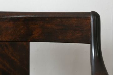 中古　松本民芸家具　#77型曲肘付きイス　#514型ラッシスツール　ラッシ座(ガマ座)がお洒落な曲肘イス+オットマンのセット(アームチェア、椅子、フットスツール)(R-061857)