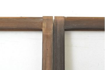 アンティーク建具　ゆらゆらガラス　昭和レトロな雰囲気漂うガラス戸2枚(引き戸、格子戸)(R-061858)