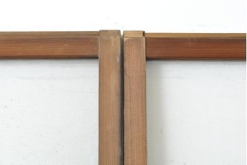 アンティーク建具　ゆらゆらガラス　昭和レトロな雰囲気漂うガラス戸2枚(引き戸、格子戸)(R-061858)