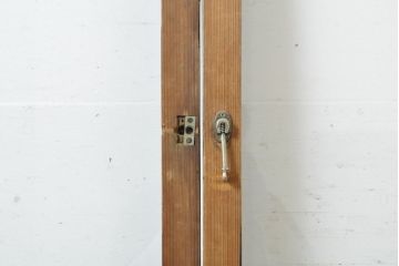 アンティーク建具　ゆらゆらガラス　昭和レトロな雰囲気漂うガラス戸2枚(引き戸、格子戸)(R-061858)