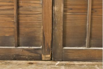 アンティーク建具　ゆらゆらガラス　昭和レトロな雰囲気漂うガラス戸2枚(引き戸、格子戸)(R-061859)