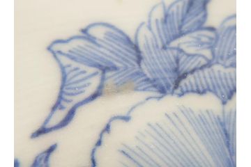 江戸期　古伊万里　花盆図　7寸皿　約21.5　ひとつひとつ丁寧に絵付けされた中皿2枚セット(七寸、稜花型、輪花型、雷紋、変形皿、和食器、和皿)(R-061870)
