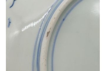江戸期　古伊万里　花盆図　7寸皿　約21.5　ひとつひとつ丁寧に絵付けされた中皿2枚セット(七寸、稜花型、輪花型、雷紋、変形皿、和食器、和皿)(R-061870)
