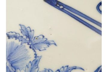 江戸期　古伊万里　花盆図　7寸皿　約21.5　ひとつひとつ丁寧に絵付けされた中皿3枚セット(七寸、稜花型、輪花型、雷紋、変形皿、和食器、和皿)(R-061871)