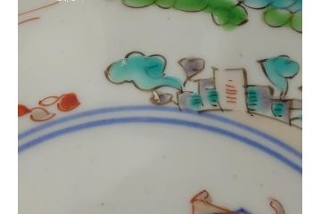 幕末期　古伊万里　金彩　色絵　花瓶文　7寸　約21cm　目にも鮮やかな色調の大皿2枚セット(花盆文、菊花型、輪花型、変形皿、和食器、和皿、七寸)(R-061872)