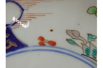 幕末期　古伊万里　金彩　色絵　花瓶文　7寸　約21cm　目にも鮮やかな色調の大皿2枚セット(花盆文、菊花型、輪花型、変形皿、和食器、和皿、七寸)(R-061872)