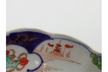幕末期　古伊万里　金彩　色絵　花瓶文　7寸　約21cm　目にも鮮やかな色調の大皿2枚セット(花盆文、菊花型、輪花型、変形皿、和食器、和皿、七寸)(R-061872)