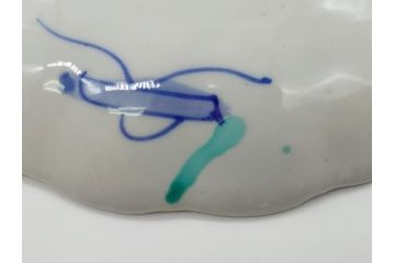 幕末期　古伊万里　金彩　色絵　花瓶文　7寸　約21cm　目にも鮮やかな色調の大皿2枚セット(花盆文、菊花型、輪花型、変形皿、和食器、和皿、七寸)(R-061872)