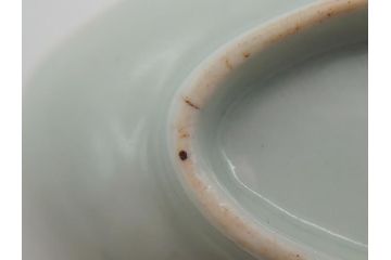 染付　楕円　菊形　花?図　3.6寸皿　約11　上品なフォルムが食卓のアクセントになる小皿5枚セット(三寸六分、和皿、変形皿、和食器)(R-061873)