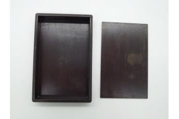 中国　古玩　唐木　紫檀　木製　象嵌　使い込むほどに深みが増してくる紫檀の硯箱(小箱、小物入れ、木箱)(R-061875)