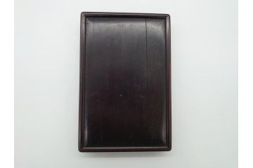 中国　古玩　唐木　紫檀　木製　象嵌　使い込むほどに深みが増してくる紫檀の硯箱(小箱、小物入れ、木箱)(R-061875)