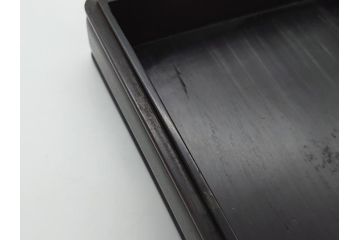 中国　古玩　唐木　紫檀　木製　象嵌　使い込むほどに深みが増してくる紫檀の硯箱(小箱、小物入れ、木箱)(R-061875)