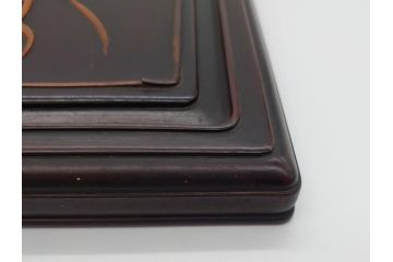 中国　古玩　唐木　紫檀　木製　象嵌　使い込むほどに深みが増してくる紫檀の硯箱(小箱、小物入れ、木箱)(R-061875)