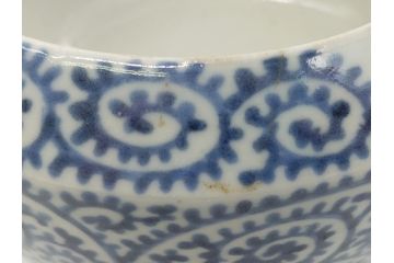 江戸期　古伊万里　銚子　染付　蛸唐草　存在感のある蛸唐草と花絵付けが印象的な急須(水注、茶道具)(R-061877)