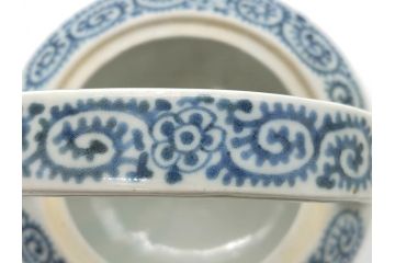 江戸期　古伊万里　銚子　染付　蛸唐草　存在感のある蛸唐草と花絵が印象的な急須(水注、茶道具)(R-061878)