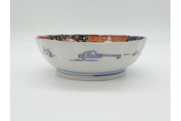 明治期　伊万里焼　錦手　金襴手　染錦　二重角富　金彩　色絵　桃図　5.8寸皿　約17.5cm　煌びやかで豪華な絵付けの深皿3枚セット(五寸八分、和皿、中皿、和食器)(R-061879)