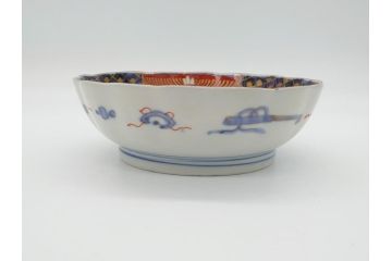 明治期　伊万里焼　錦手　金襴手　染錦　二重角富　金彩　色絵　桃図　5.8寸皿　約17.5cm　煌びやかで豪華な絵付けの深皿3枚セット(五寸八分、和皿、中皿、和食器)(R-061879)