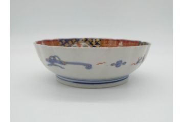 明治期　伊万里焼　錦手　金襴手　染錦　二重角富　金彩　色絵　桃図　5.8寸皿　約17.5cm　煌びやかで豪華な絵付けの深皿3枚セット(五寸八分、和皿、中皿、和食器)(R-061880)
