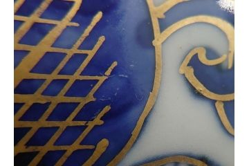 明治期　伊万里焼　錦手　金襴手　染錦　二重角富　金彩　色絵　桃図　5.8寸皿　約17.5cm　煌びやかで豪華な絵付けの深皿3枚セット(五寸八分、和皿、中皿、和食器)(R-061880)