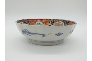 明治期　伊万里焼　錦手　金襴手　染錦　二重角富　金彩　色絵　桃図　5.8寸皿　約17.5cm　煌びやかで豪華な絵付けの深皿3枚セット(五寸八分、和皿、中皿、和食器)(R-061881)