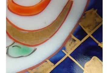 明治期　伊万里焼　錦手　金襴手　染錦　二重角富　金彩　色絵　桃図　5.8寸皿　約17.5cm　煌びやかで豪華な絵付けの深皿3枚セット(五寸八分、和皿、中皿、和食器)(R-061881)