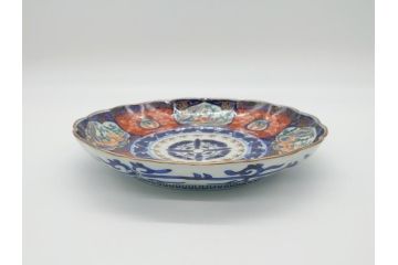 明治期　富長貴春(富貴長春)　伊万里　金襴手　金魚に花図　6.8寸皿　約20.5cm　色彩豊かで食卓に華やぎをもたらす皿2枚セット(六寸八分、和食器、和皿)(R-061883)