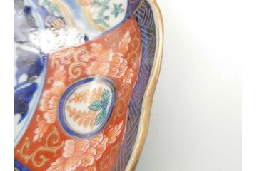 明治期　富長貴春(富貴長春)　伊万里　金襴手　金魚に花図　6.8寸皿　約20.5cm　色彩豊かで食卓に華やぎをもたらす皿2枚セット(六寸八分、和食器、和皿)(R-061883)