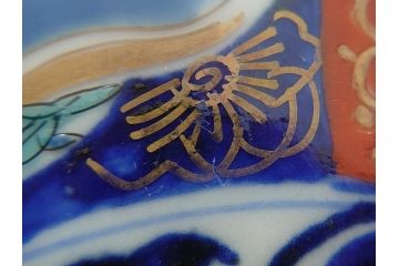 明治期　富長貴春(富貴長春)　伊万里　金襴手　金魚に花図　6.8寸皿　約20.5cm　色彩豊かで食卓に華やぎをもたらす皿2枚セット(六寸八分、和食器、和皿)(R-061883)