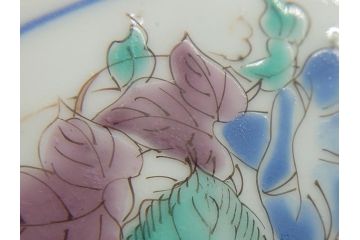 江戸期　太明成化年製　古伊万里　色絵　染付　竹林賢人図　7寸皿　約21　鮮やかな色彩が目を惹く皿3枚セット(七寸、葵口、輪花型、稜花型、唐子図、和食器、和皿)(R-061884)
