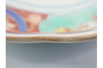 江戸期　太明成化年製　古伊万里　色絵　染付　竹林賢人図　7寸皿　約21　鮮やかな色彩が目を惹く皿3枚セット(七寸、葵口、輪花型、稜花型、唐子図、和食器、和皿)(R-061884)