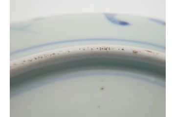 江戸期　太明成化年製　古伊万里　色絵　染付　竹林賢人図　7寸皿　約21　鮮やかな色彩が目を惹く皿3枚セット(七寸、葵口、輪花型、稜花型、唐子図、和食器、和皿)(R-061884)