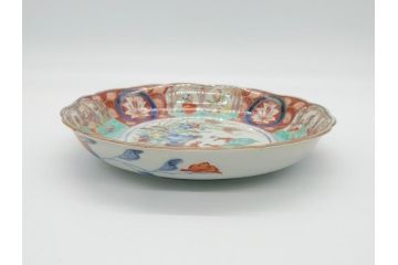 江戸期　太明成化年製　古伊万里　色絵　染付　竹林賢人図　7寸皿　約21　鮮やかな色彩が目を惹く皿2枚セット(七寸、葵口、輪花型、稜花型、唐子図、和食器、和皿)(R-061885)