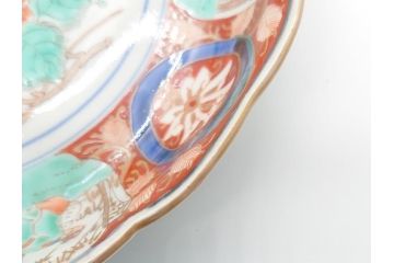 江戸期　太明成化年製　古伊万里　色絵　染付　竹林賢人図　7寸皿　約21　鮮やかな色彩が目を惹く皿2枚セット(七寸、葵口、輪花型、稜花型、唐子図、和食器、和皿)(R-061885)