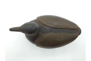 李朝?　木彫り　経年により質感に深みを増した愛らしい鴨のデコイ(置き物、置物、模型、ディスプレイ、インテリア)(R-061886)